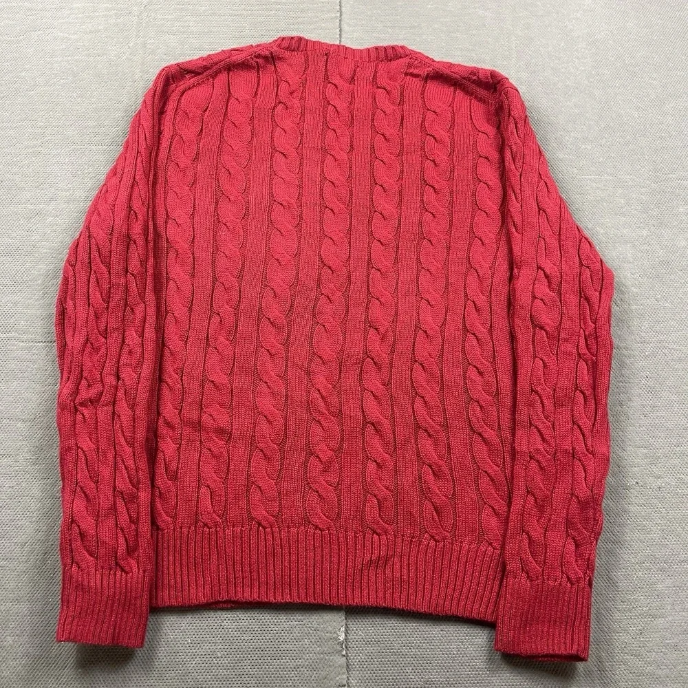 Polo Ralph Lauren Sweater Mens Large Red Cableknit Pullover Crewneck Preppy